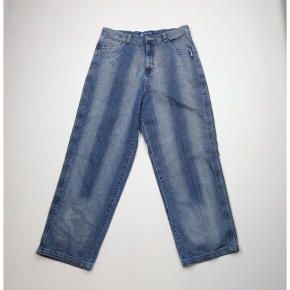 Vintage 90s Streetwear Mens 36x32 Faded Baggy Fit Wide Leg Skateboard Jeans Blue